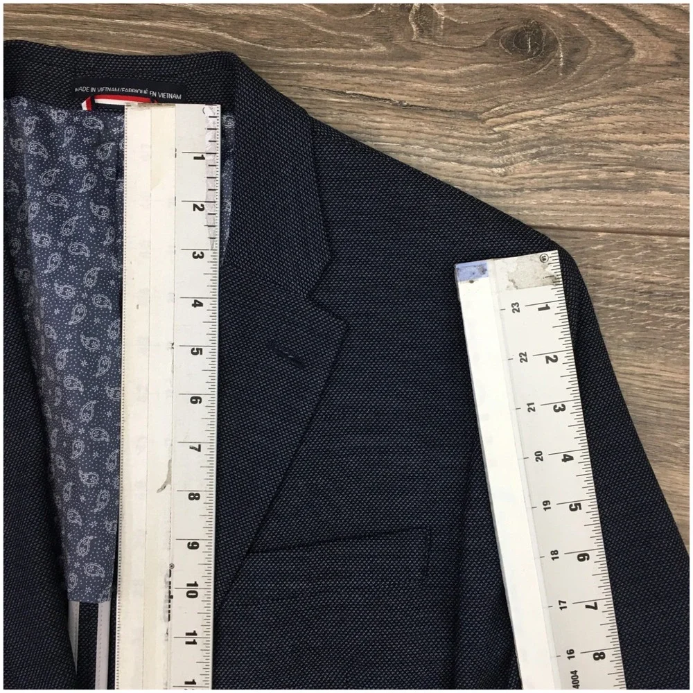 TOMMY HILFIGER Mens Blazer Sport Coat Casual‎ Jacket Size 40L Hopsack Wool Suit